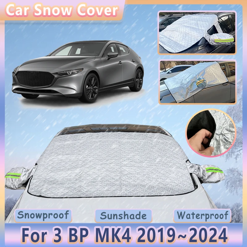 

Car Snow Cover For Mazda 3 BP MK4 2019~2024 Outdoor Winter Front Windshield Window Anti Frost Waterproof Sunshades Accessories