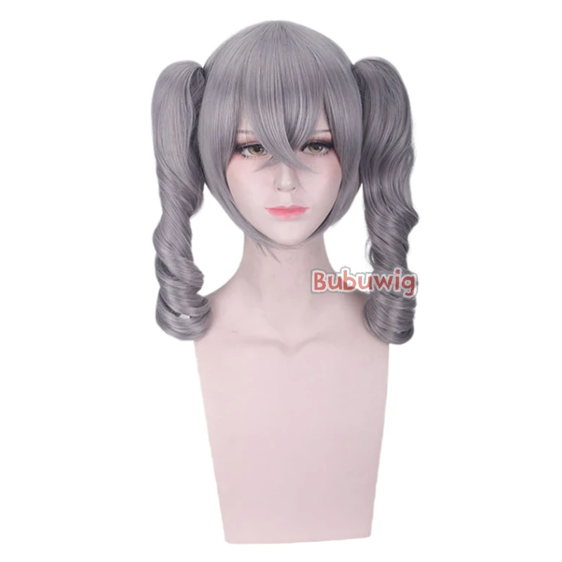 Bubuwig capelli sintetici Anime The Idol Master cenerentola Girl Kanzaki Ranko parrucche coda di cavallo parrucche Cosplay grigie ricci resistenti