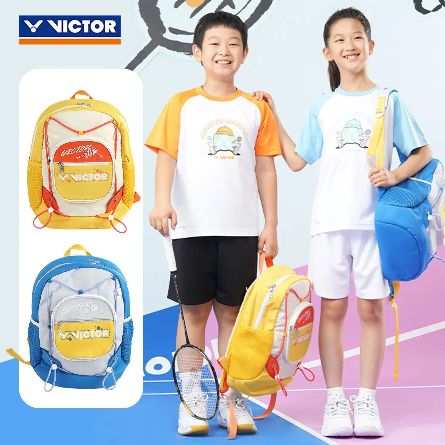 victor-br012jr-kids-badminton-backpack-racket-compartment-water-bottle-pocket-lightweight