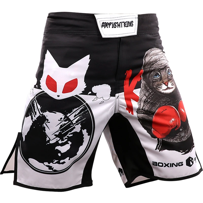 ARFIGHTKING  Men Cat Thai Shorts Boxing Shirts Fitness Training BJJ Kickboxing Shorts Kids MMA Muay Thai Grappling Trunks