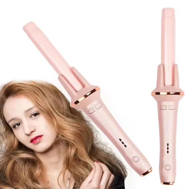 

Portable hair curler with flat hair clipper and automatic rotating electric hair curler stick for quick home styling