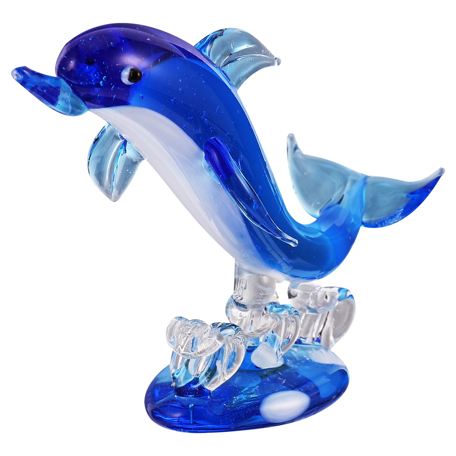 

Premium Glass Dolphin Statue Artisan Colored Glaze Dolphin Sculpture Decorative Figurine Home Garden Decoration