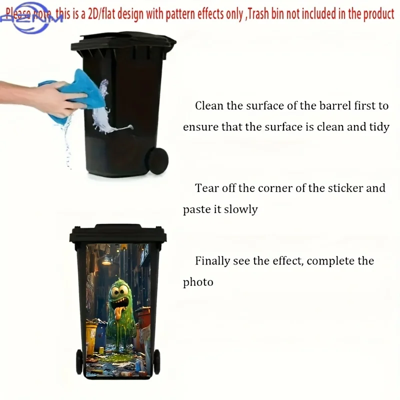 A Yellow Monster Trash Can Sticker, a Fun And Creative Decoration Suitable for Trash Cans, Walls, And Kitchen Decor view 6
