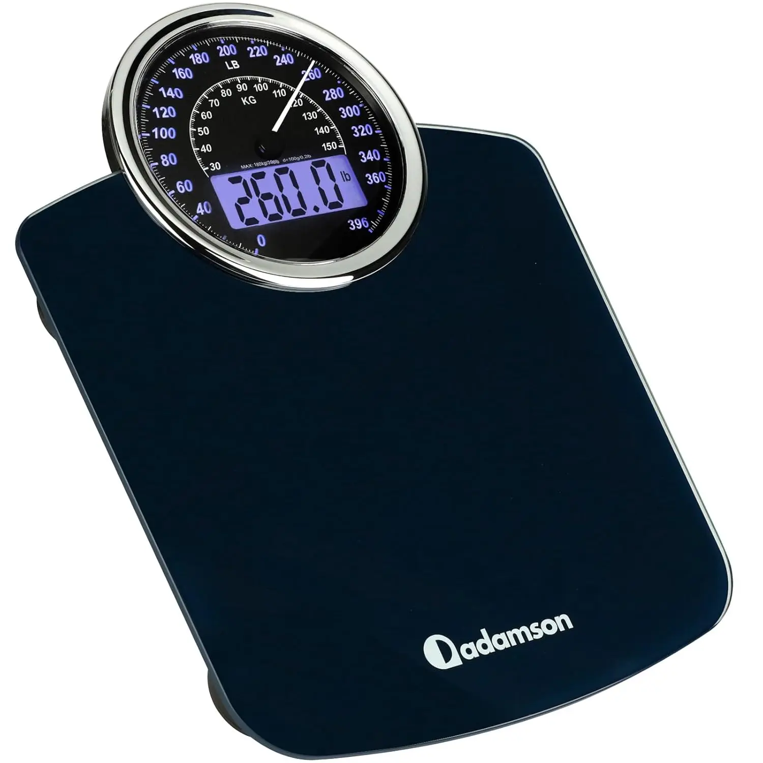 

2-in-1 Analog & Digital Bathroom Scale, Up to 400lbs Capacity, Thick Tempered Glass, Extra Large Display