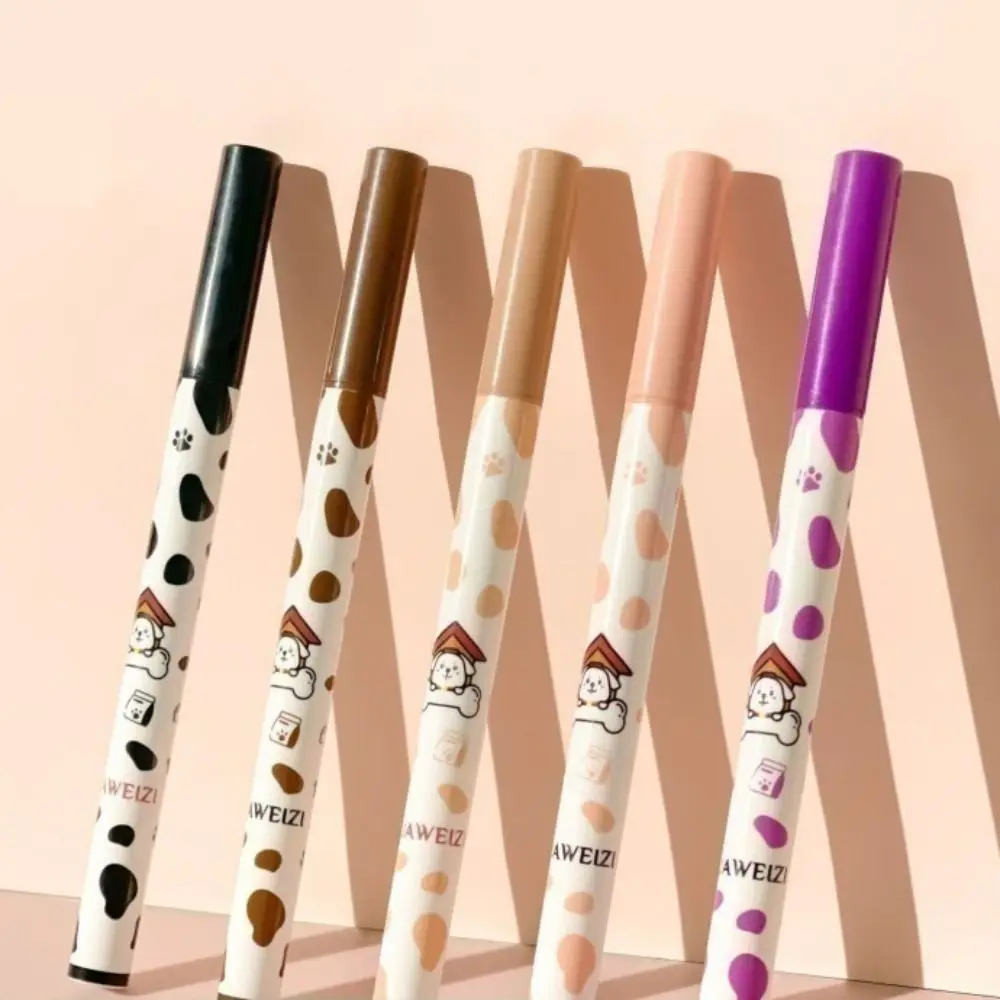 Z nadrukiem z psem płynny Eyeliner ołówek wodoodporny początkujący początkujący Ultra-slim Eyeliner żel długopis gładki koreański styl narzędzia do makijażu codziennie