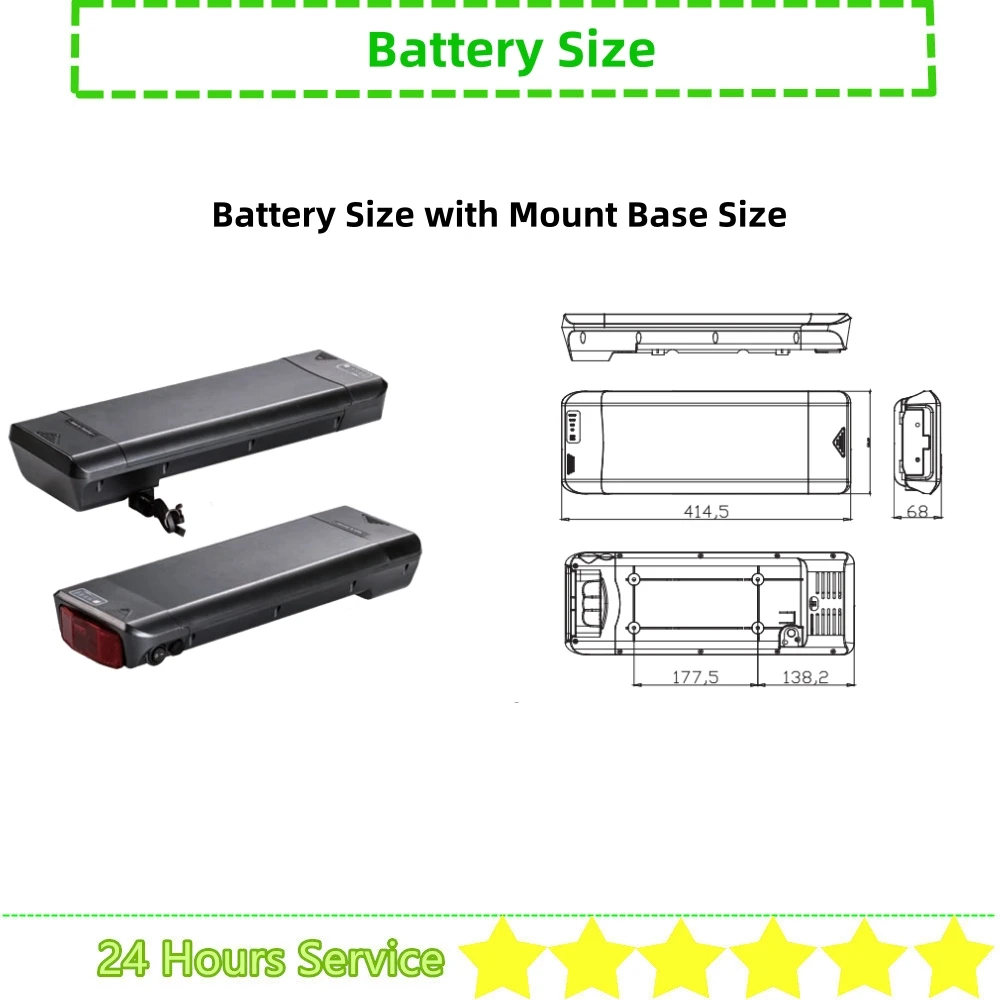 Rear Ebike Battery 36V 8Ah 8.8Ah 10Ah 10.4Ah 14Ah 24V 10Ah Rear Rack Carrier Mount for Zündapp Z802 Zundapp Z802 E-bike Battery