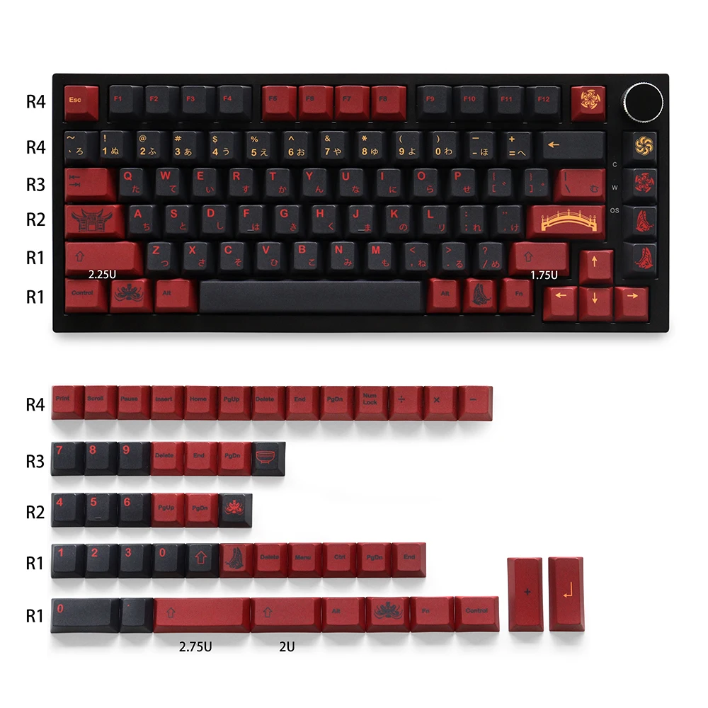 GMK Higanbana Cherry Profile Keycaps PBT 129 Keys Five Side Dye-Sub Keycaps for 61/64/87/104/108 Mx Switch Mechanical Keyboard