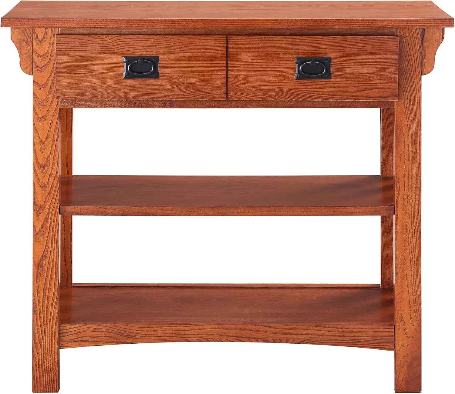 Mission Bookcase Console Table with Drawers, Made with Solid Wood, for Living Room, Entry Way, Office, Bedrooms, Russet Finish