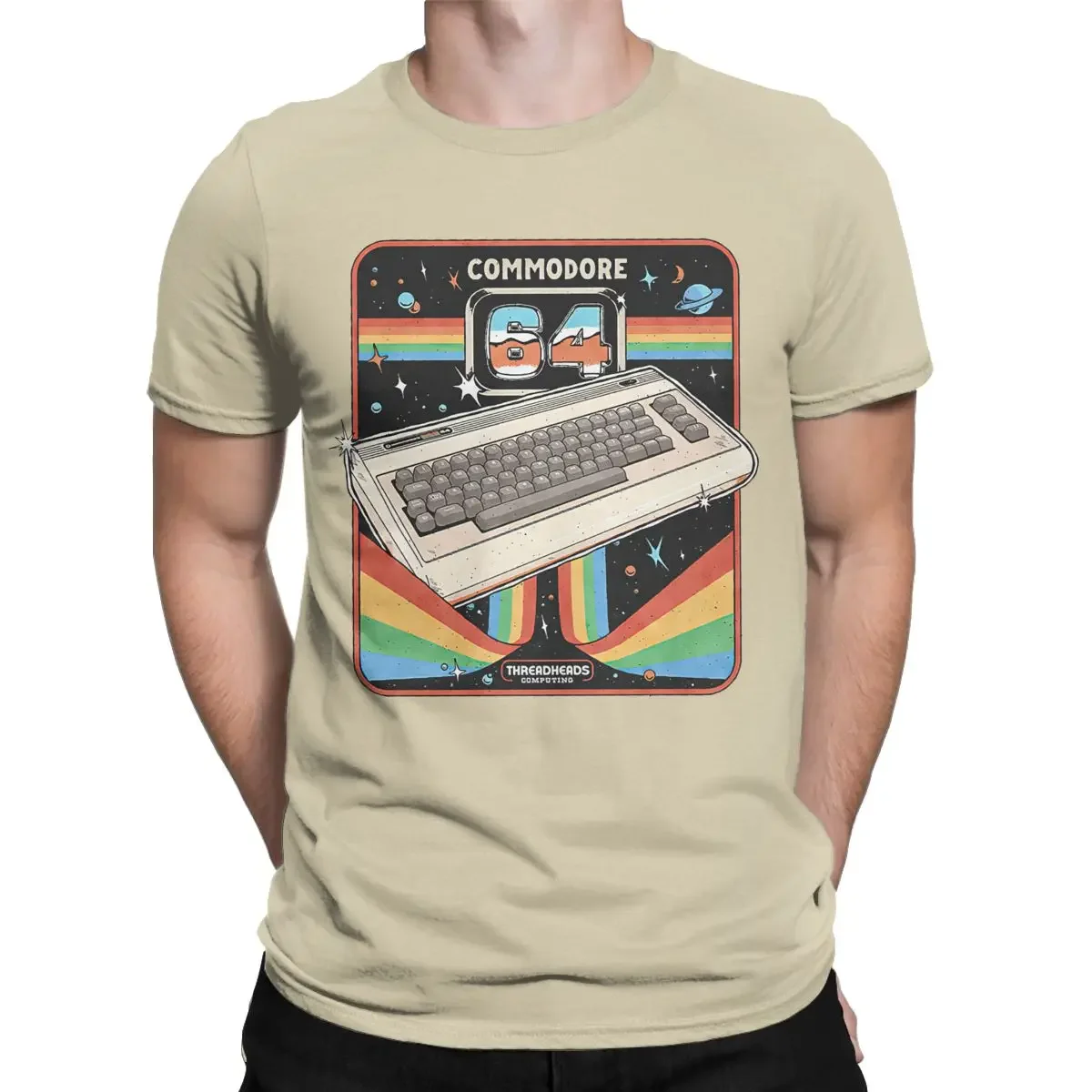 Commodore 64 Advanced Home Computer Men's T Shirt Vintage Tee Shirt Short Sleeve Crewneck T-Shirt Pure Cotton Graphic Tops