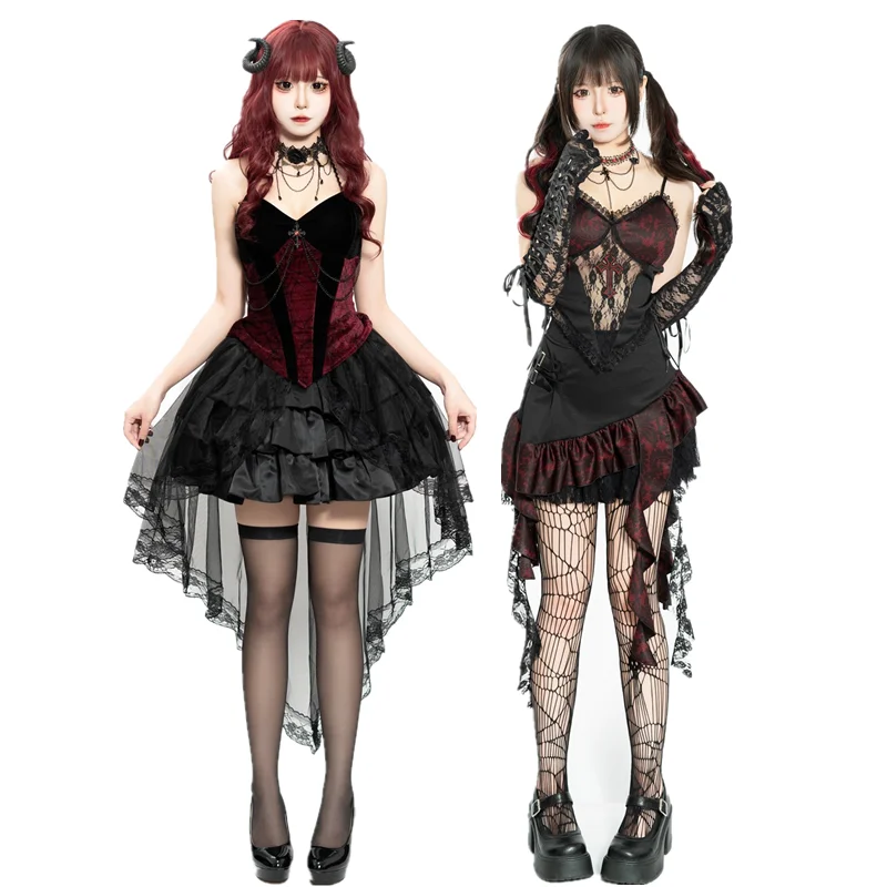 

Хэллоуин k Duch Devil Костюм Сексуальная Пикантная Девушка Готический Комплект С Юбкой Женская Специальная Одежда Сценический Костюм