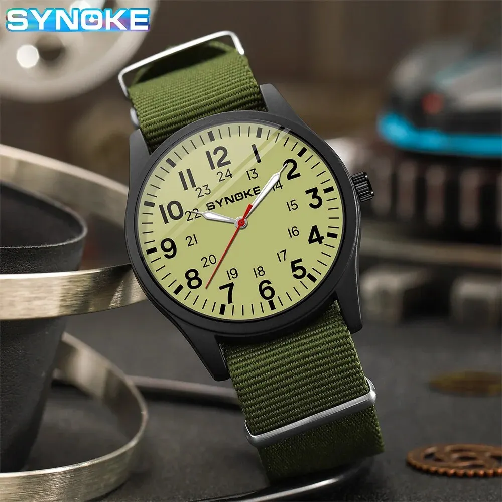 SYNOKE Men Quartz Watch Fashion Simple Business Nylon Quartz Watch For Men Watch Student Wristwatch Sports Non Mechanical