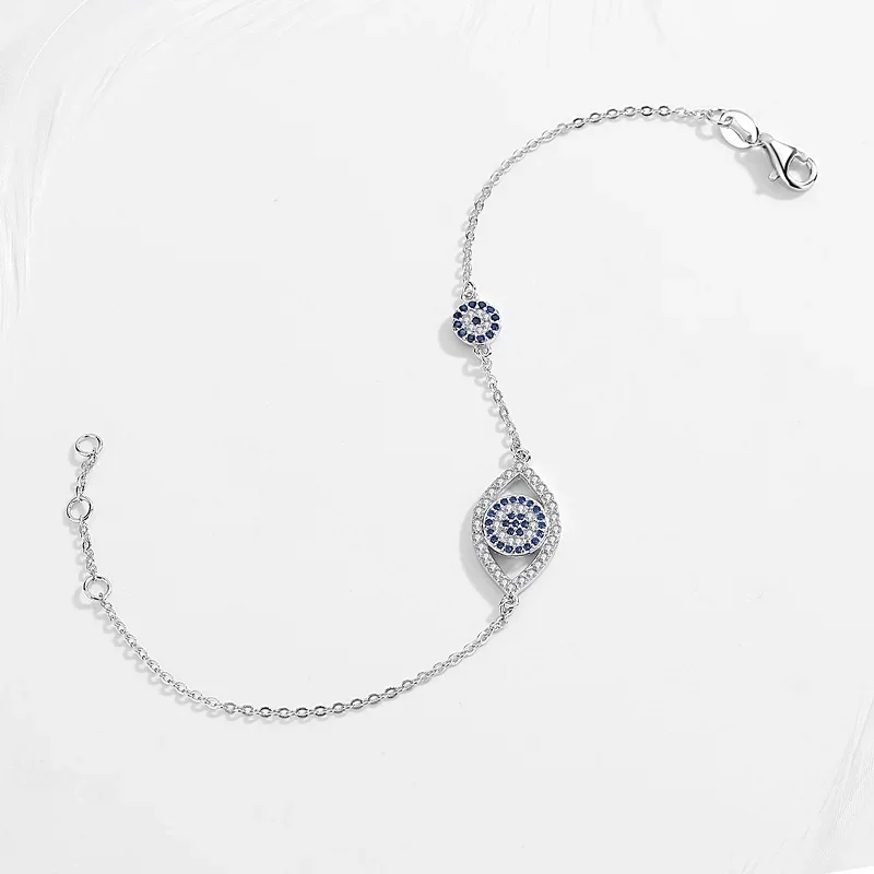 TONGZHE Evil Eye Bracelet 925 Sterling Silver Blue Main Stone Jewelry Link Bracelets For Women Lucky Luxury Pulseira Feminina