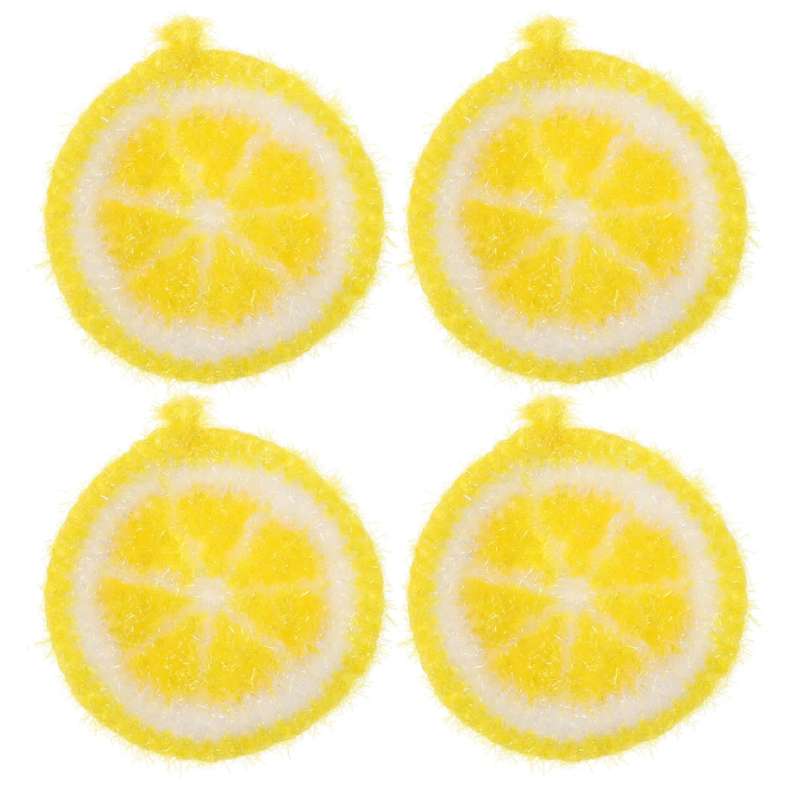 

4pcs Lemon Dish Cloths Kitchen Cleaning Pad Multipurpose Fruit Shape Scrub Sponge For Dishes Stovetop Furniture Reusable Washing
