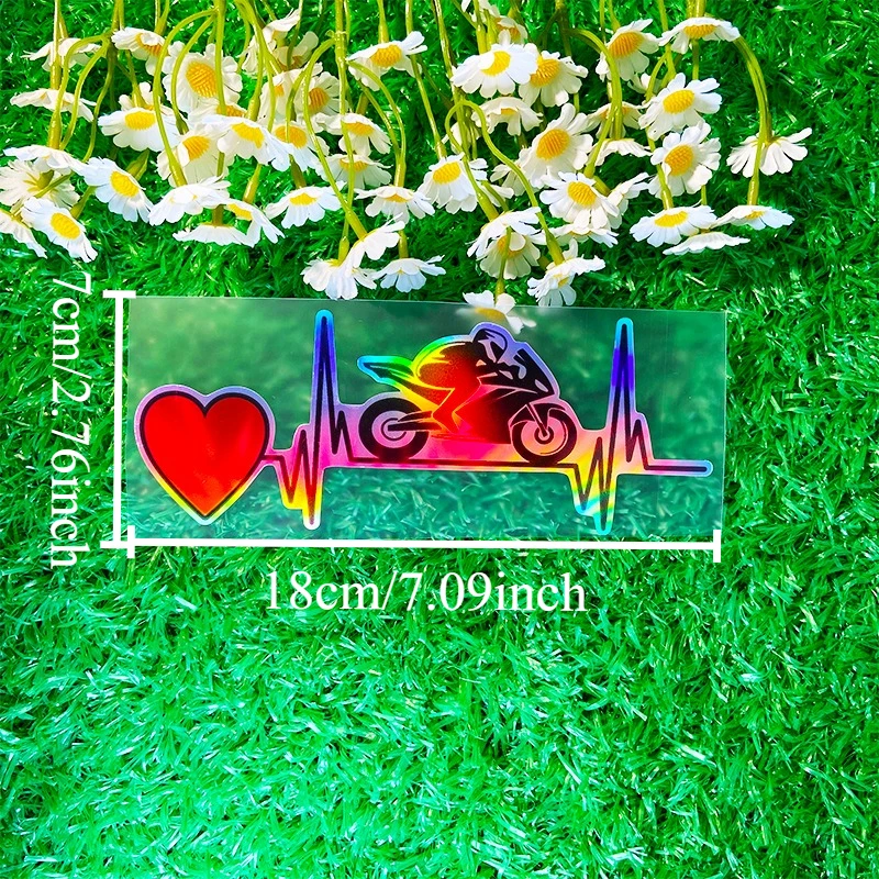 Heartbeat Motorcycle Sticker Waterproof Vinyl Decal For Fuel Tank Scooter Helmet Side Panel Custom Decor