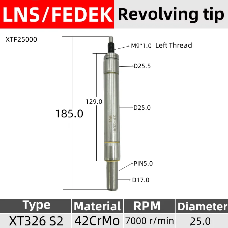 LNS XTF25000 New Style Revolving tip rotary joint M9*1.0 Left Thread XT320 S2  Fedek  Automatic Bar Feeder Parts