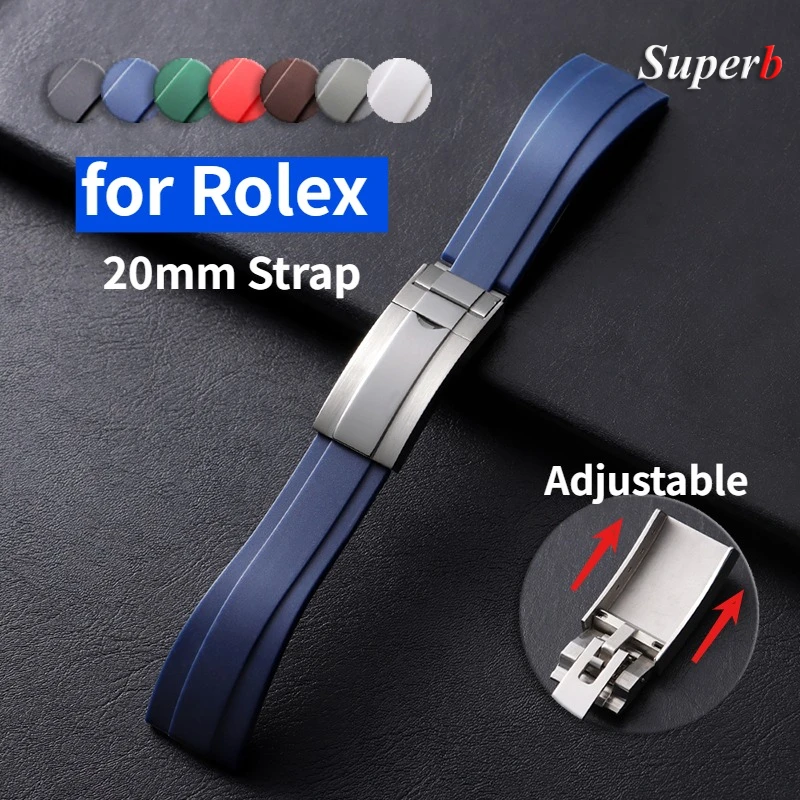 20 مللي متر حزام مطاط عالي الجودة لرولكس يخت دايتونا الغواصة أسود أخضر المياه شبح سوار حزام (استيك) ساعة اكسسوارات #1