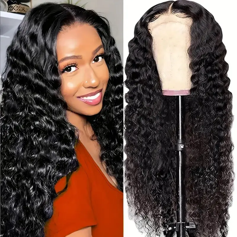 Rosabeauty Deep Wave HD 13X6 Transparent Water Wave Lace Frontal Wigs 30 40 Inch 13X4 Front Human Hair Wigs 150 180 Density