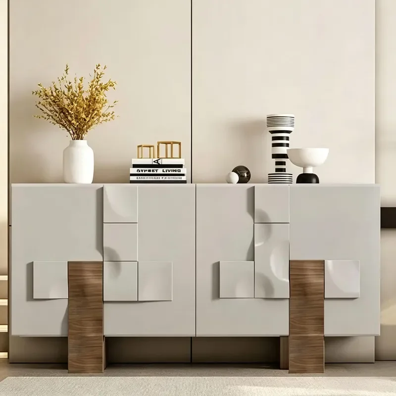 Nordic Solid Wood Side Cabinet Custom Dining Storage Locker Log Furniture for Hotel Home Quiet Style Creative Design