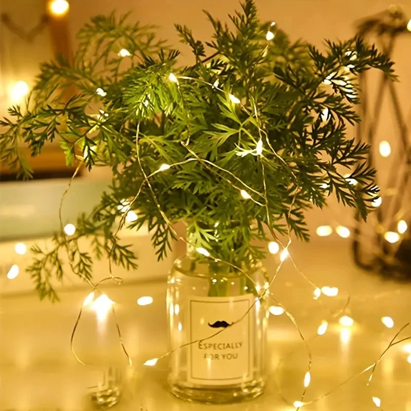 6 حزمة LED أضواء الجنية بطارية تعمل سلسلة ضوء سلك فضي مقاوم للماء DIY بها بنفسك حفل زفاف غرفة نوم فناء زينة عيد الميلاد