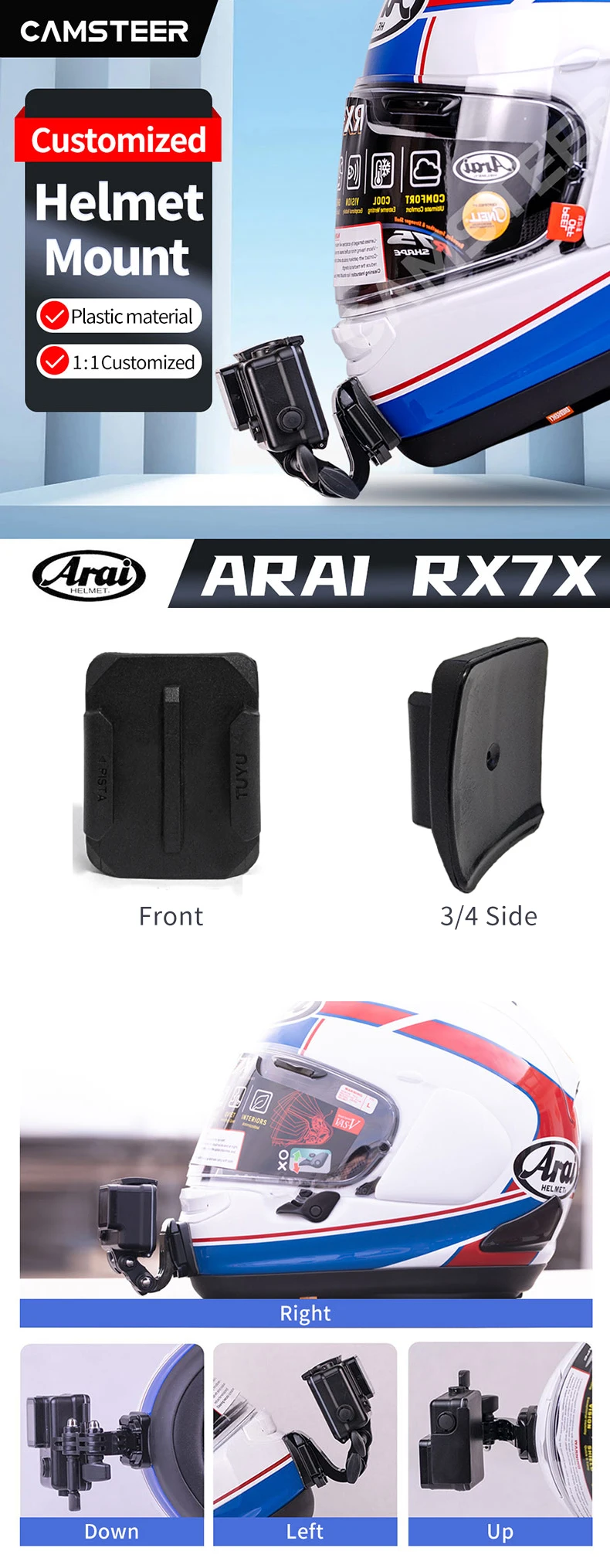 Motorrad Maßgeschneiderte Helm Kinn Halterung für HJC Shoei X14 NXR RF1400 Agv Arai Für GoPro 13 12 11 Insta360 Ace Pro2 X4 X3 DJI 5Pro – Detail 9