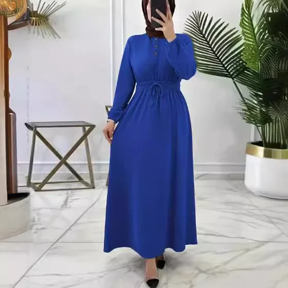 Modest Ramadan Muslim Women Long Dress Buttons Abaya Eid Dubai Vestidos Saudi Arabic Robe Morocco Kaftan Jalabiya Abayas Dresses