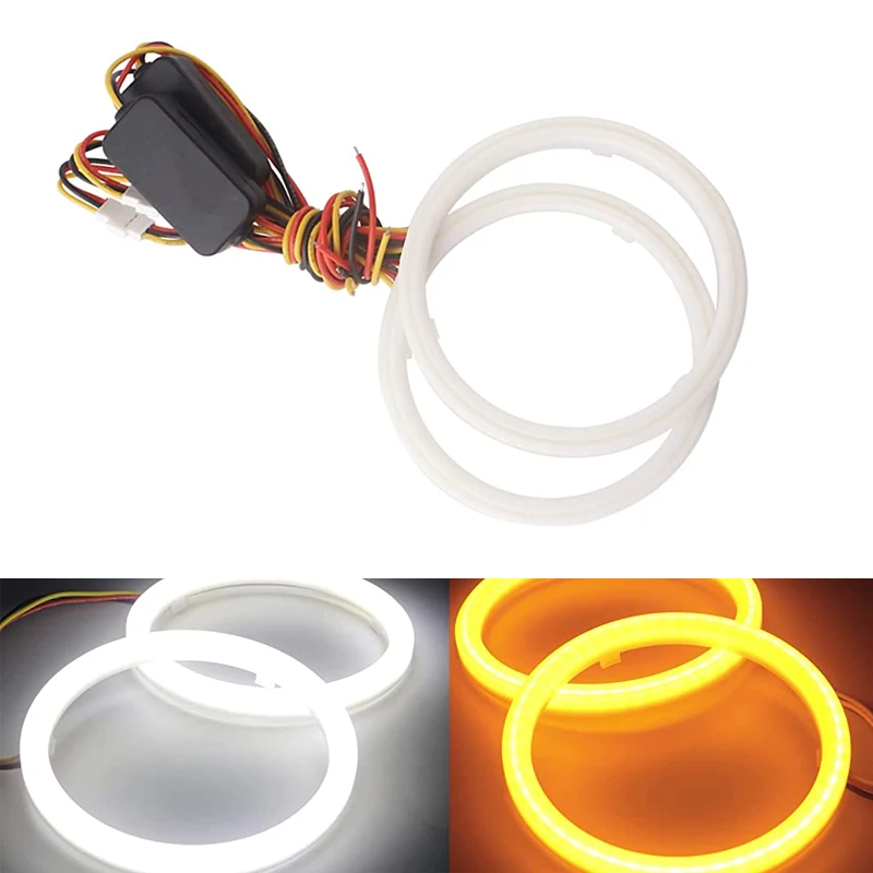 

2 шт. светодиодные кольцевые фары-«ангельские глазки» для автомобиля, 9-30В, COB-светодиоды, белые и желтые, для мотоциклов, автомобильные аксессуары