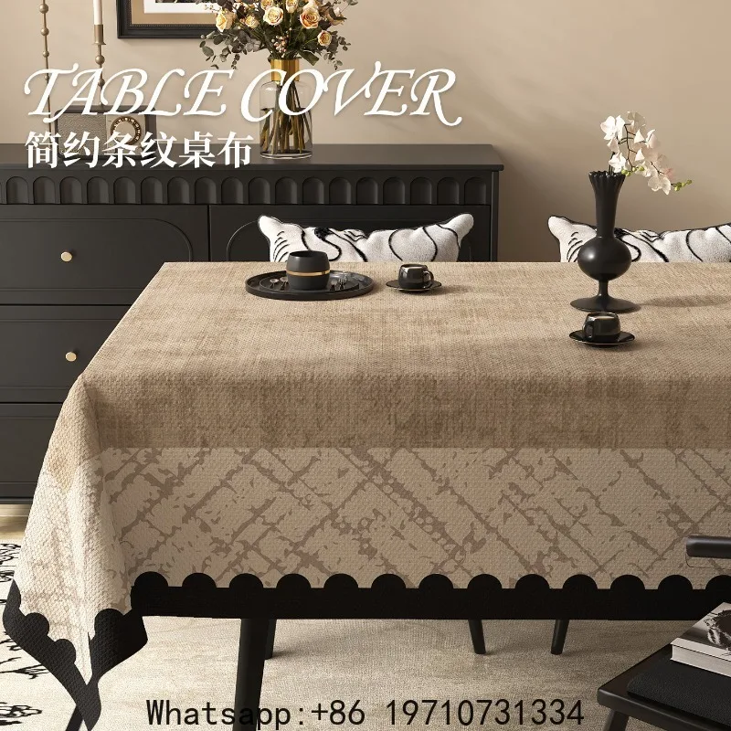 Simple tablecloth, waterproof, oil-proof, wash-free desk mat, new light luxury high-end vintage style