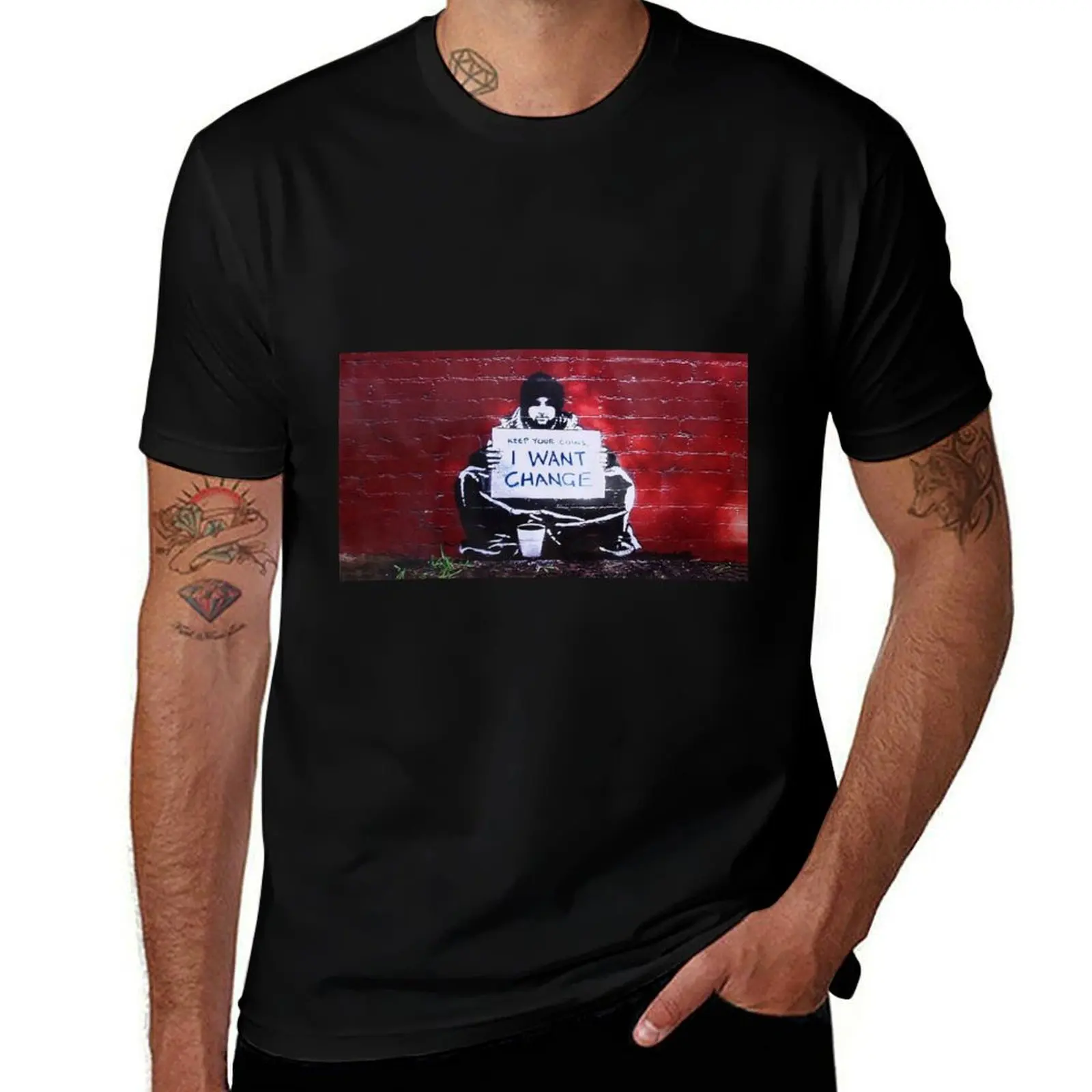 Keep Your Coins I Want Change, Banksy T-Shirt Tough Fabric Work Tee