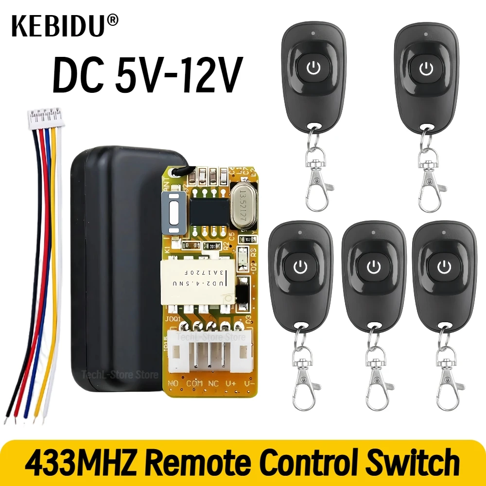 DC5 -12V 3,7V Mini Relais Fernbedienung Schalter Kleiner Kontakt NO COM NC Lerntaste Drahtloser Empfänger Sender ASK 433Mhz