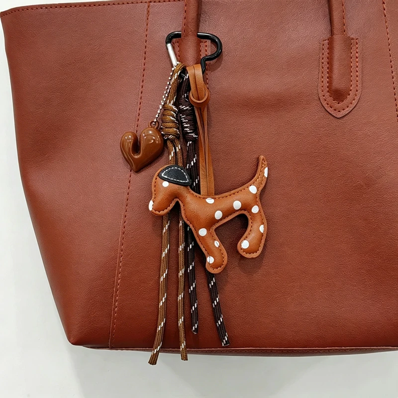 Cute Dog Bag Charm Kawaii Keychain with Tassel Pendant for Backpack Purse Decor Gift for Dog Lovers Women Girls