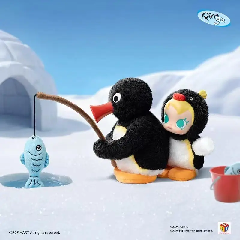 Nieuwe Echte 13 cm Baby Molly 15 cm Pingu Gelukkig Vissen Blind Box Vinyl Pop Tas Decoratie Hanger Kerst Verjaardag kids Gift