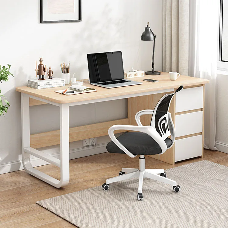 

！@Simple Modern Desk Home Student Bedroom Writing Desk Office Employee Single Computer Desk with Storage Drawer