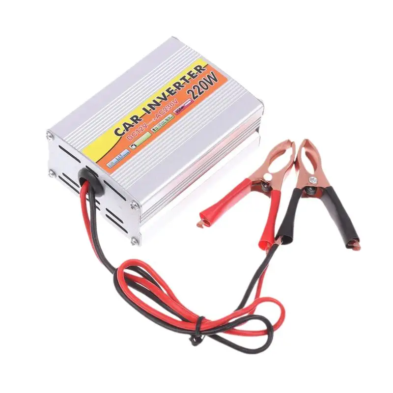 

220W Power Inverter Car Mounted Solar Inverter USB Voltage Transformer Portable DC 12V To AC 220V Conversion USB Battery Clip