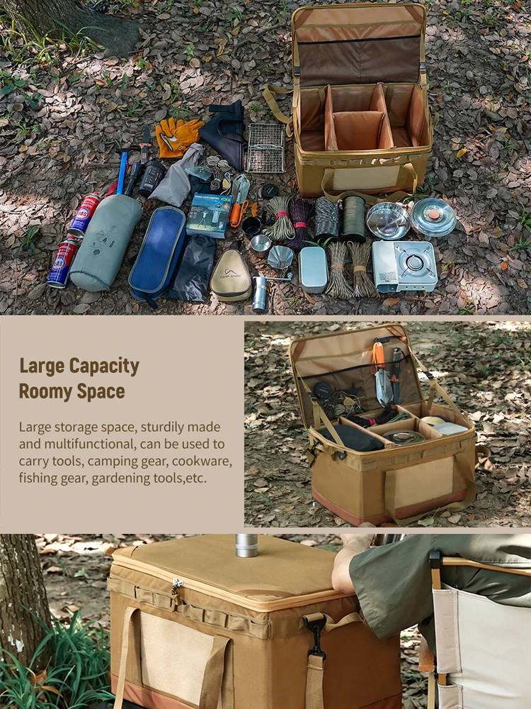 30L/45L/60L Outdoor Faltbare Aufbewahrungstasche, Wasserdichter Mehrzweck-Organizer für Campingausrüstung und Kochgeschirr – Detail 10