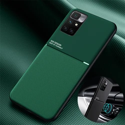 Per Xiaomi Redmi 10 Custodia in pelle siliconica magnetica per auto Piastra di supporto Custodia per telefono per Redmi 10 Prime Redmi10 Cavalletto Cover posteriore