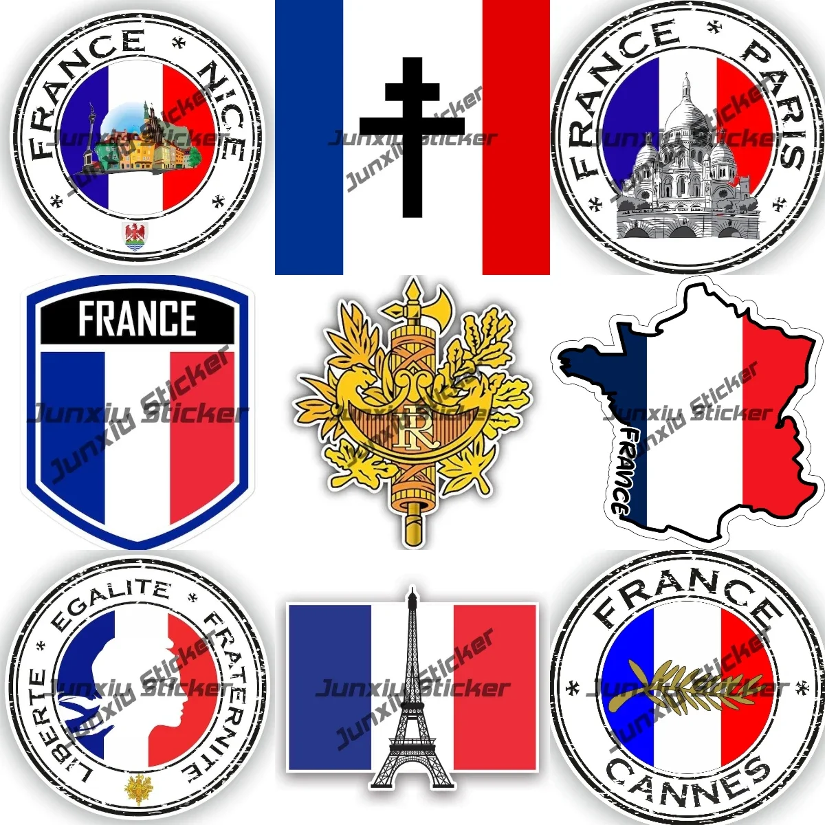 

France Coat of Arms Simple Emblem Skull Map Decal France Paris Louvre Notre-Dame Mont Martre Liberty Equality Fraternity Seal