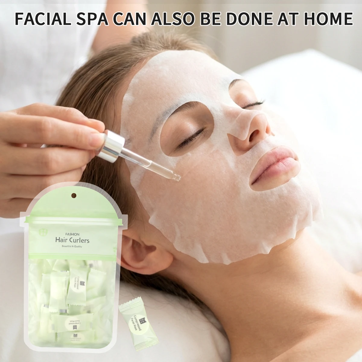 50-Piece Disposable Nonwoven Compressed Wet Mask-Individually Packaged Single-Use Patch, Suitable for All Skin Types. image 2