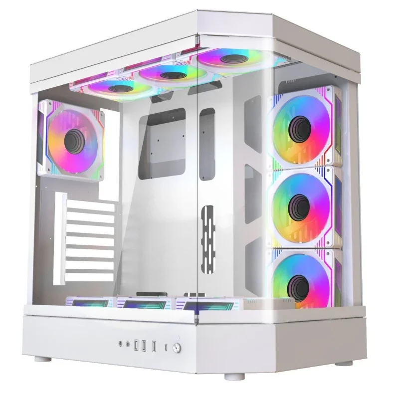 New fish tank sea view room chassis panoramic side through game desktop computer supports ATX board 360 water