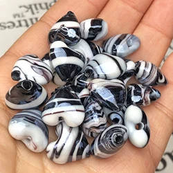 15MM Large Murano Heart Black White Stripe Lampwork Crystal Glass Pendant Bead For Making Diy Love Earring Bracelet Accessories