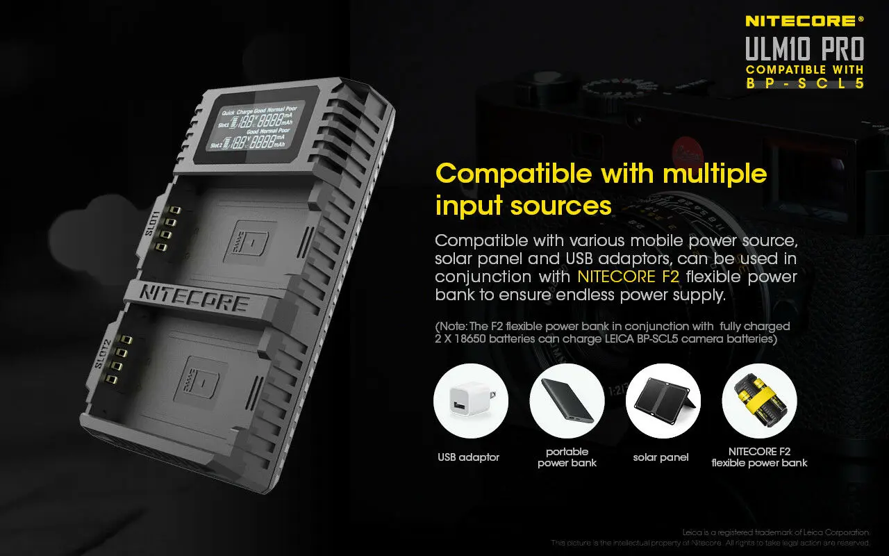Picture 5: Nitecore ULM10 Pro Camera USB Battery Charger for Leica BP-SCL5 - M10