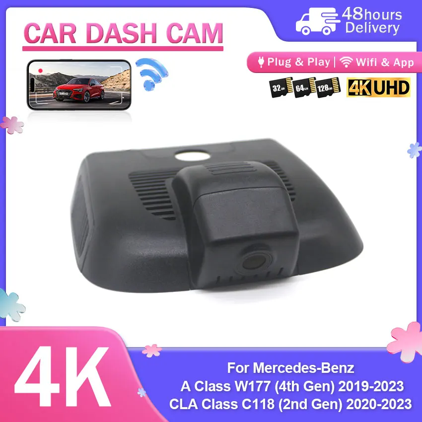 New 4K 2160P Car DVR Dash Cam Camera For Mercedes-Benz A Class W177 (4th Gen) 2019-2023/ CLA Class C118 (2nd Gen) 2020-2023
