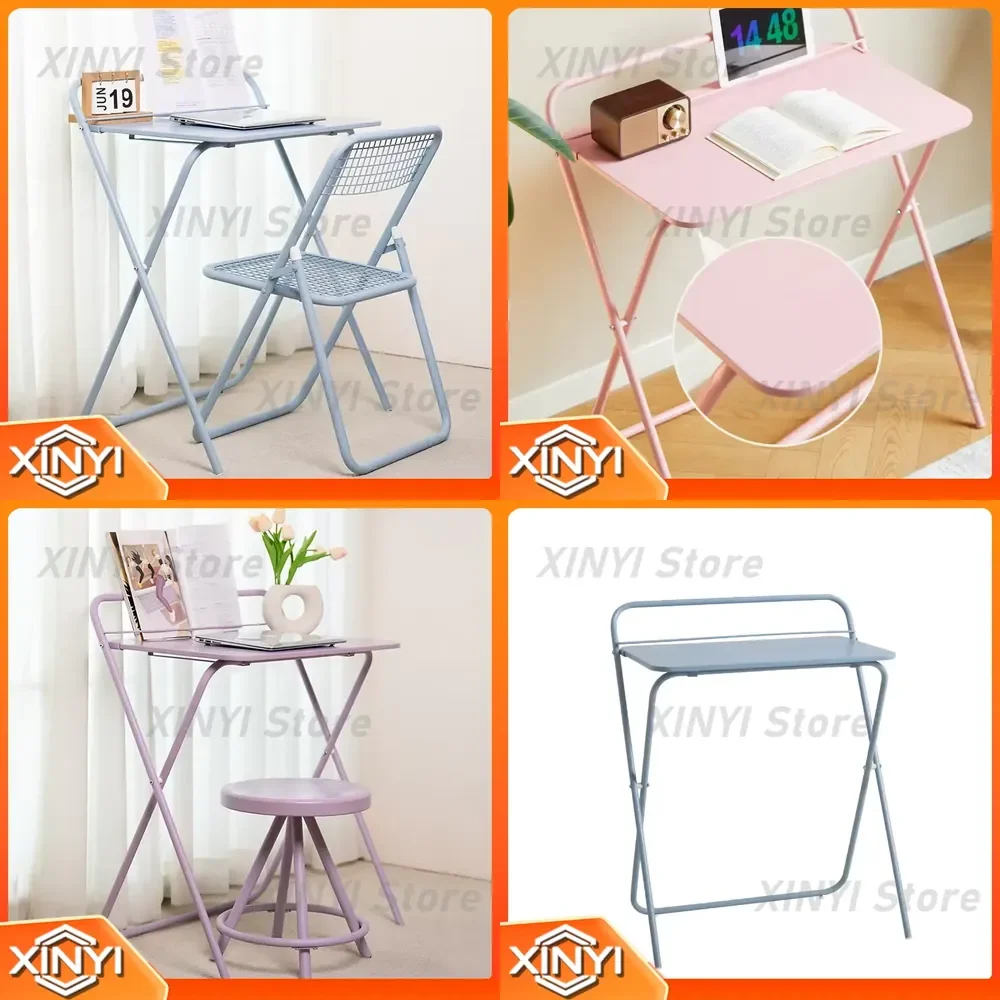 INS Folding Table for Home Office Decor Adjustable Non-slip Entry Console Table Space Saving Colorful Iron Art Desk for Small