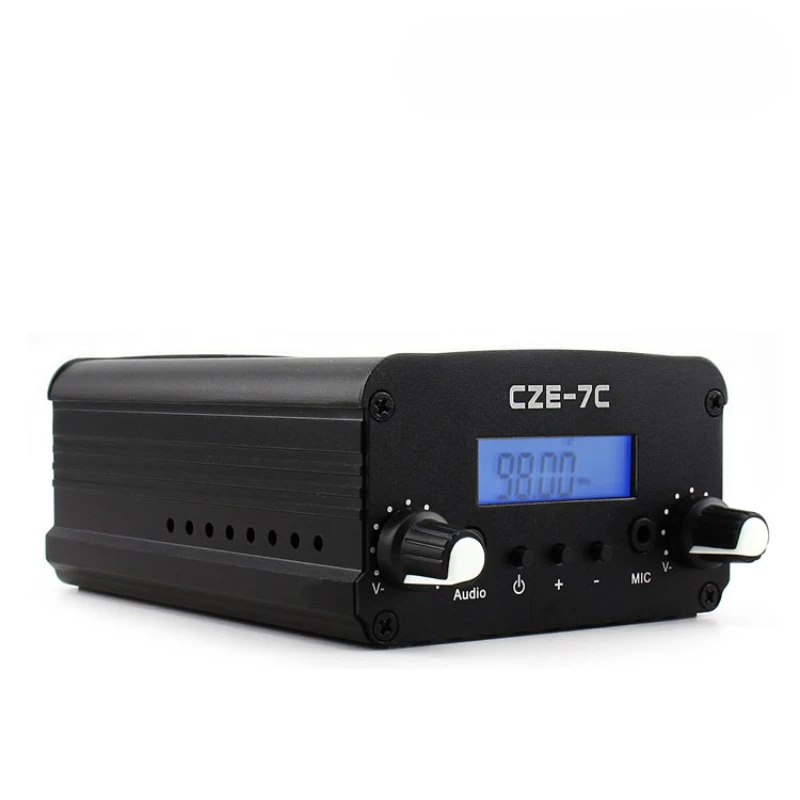 CZE-7C Transmissor FM 7W Estação de transmissão sem fio Transmissão de rádio com entretenimento auditivo de longa distância PLL