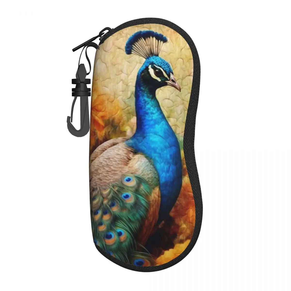 Peacock With Blue Feathers Glasses Case yellow flowers Print Sunglasses Case Women Eyeglass Cases Cover Fashion Eyewear Storage