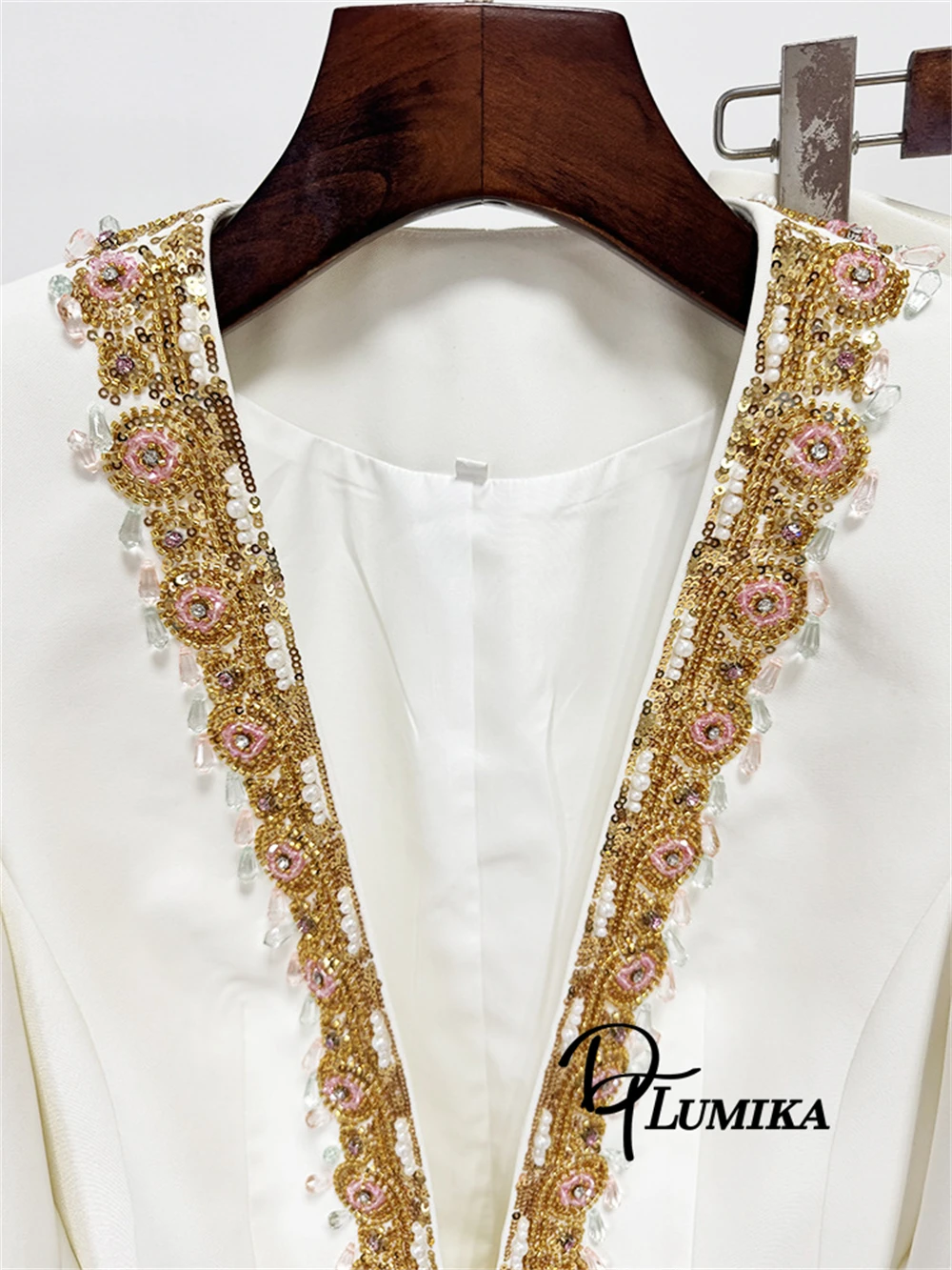 فاخر مطرز 2 قطعة دعوى المرأة سستة إغلاق اللؤلؤ سليم المناسب المرأة بزات رسمية مهرجان الزفاف حفلة موسيقية الزي #3