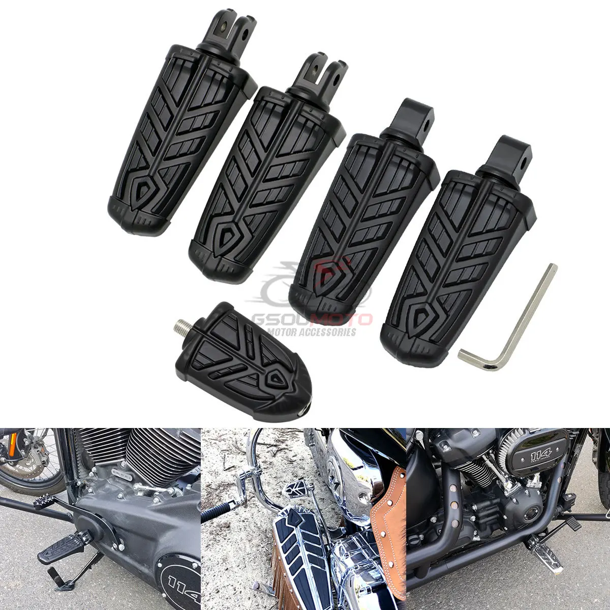 For Harley Breakout Fat Bob 114 107 Low Rider Spear Rider Front Rear Footrests Foot Shifter Brake Peg Motorcycle Accessories
