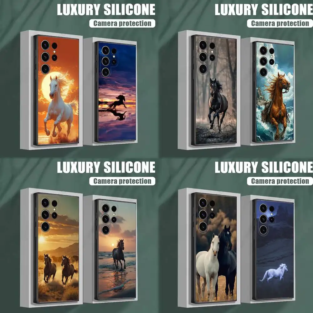 

Art Galloping Horse Phone Case For Samsung S25,S24,S23,S22,S21,S20,S10,Ultra,Plus,Lite,FE,Soft Silicone Black Cover