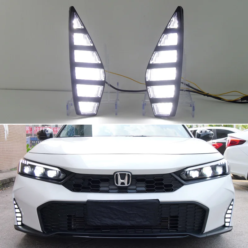 

Для Honda Civic 2025-2026 динамический указатель поворота автомобиля DRL 12 В светодиодные дневные ходовые огни светодиодные противотуманные фары украшения