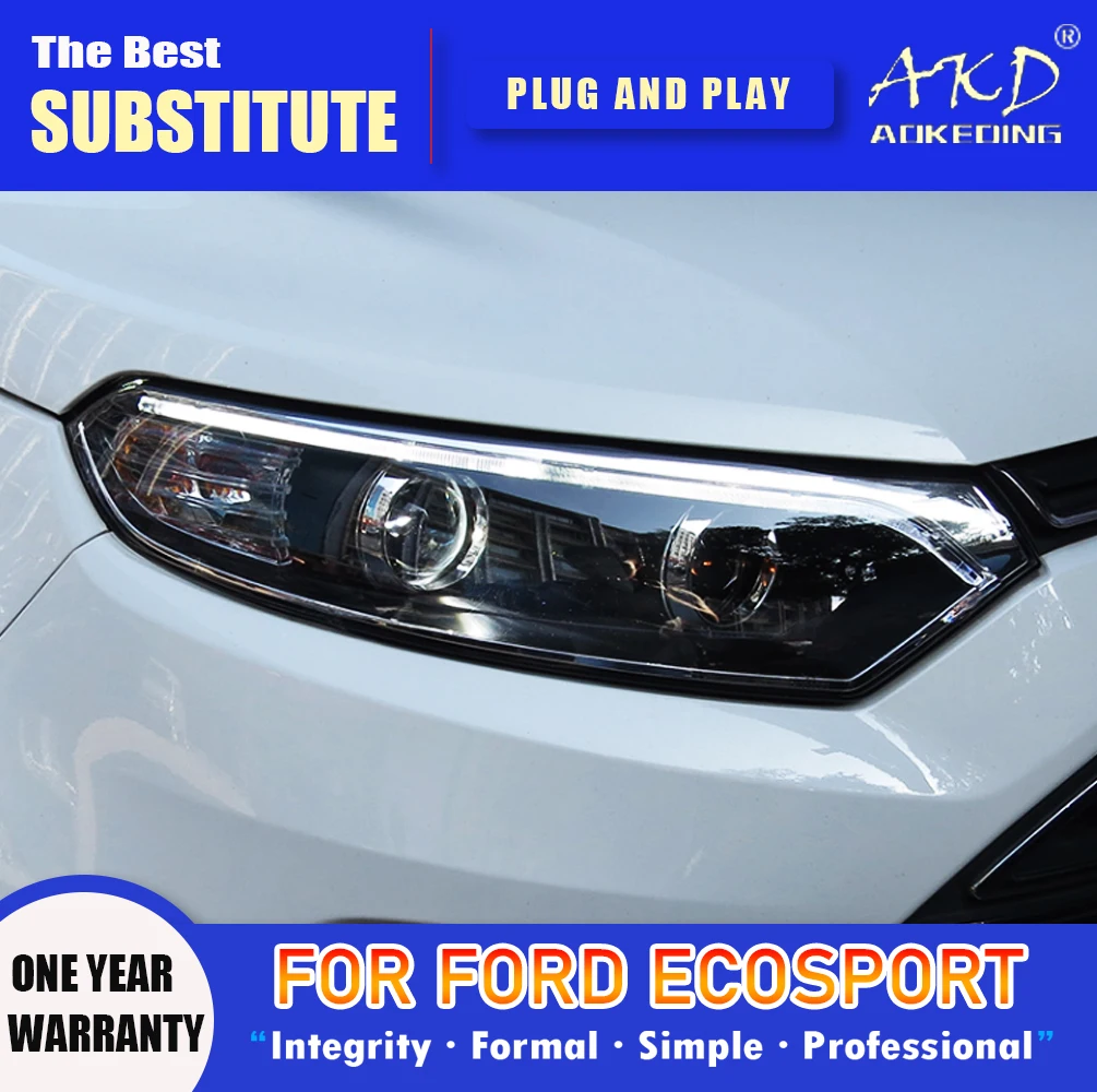 

AKD Head Lamp for Ford Ecosport LED Headlight 2013-2017 Headlights Ecosport DRL Turn Signal High Beam Angel Eye Projector Lens