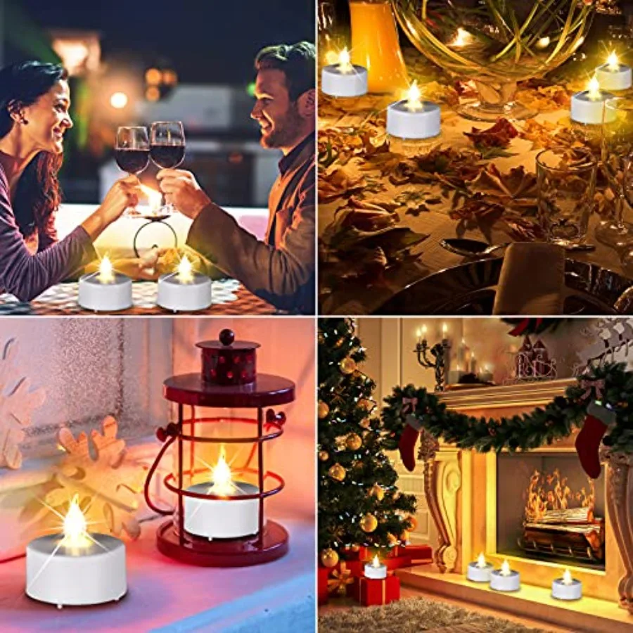 Battery Operated LED Tea Lights: Flameless Votive Candles Lamp Realistic and Bright Flickering Holiday Gift Long Lasting 200Hou view 5